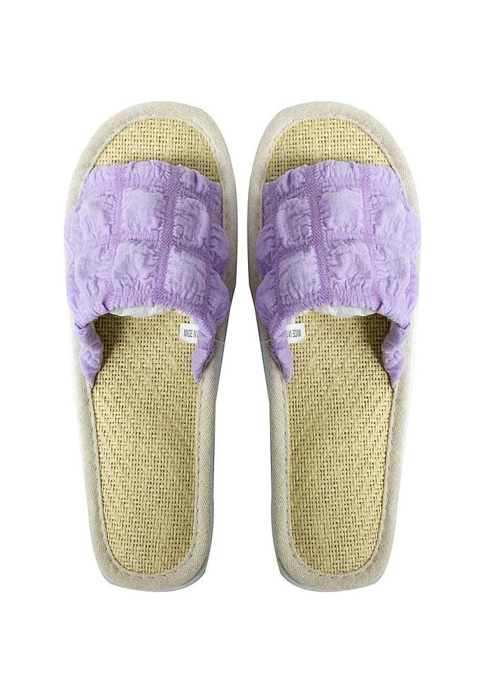 DAISO Unisex Puffy Slippers - US 4-6 / EU 35-38 - Purple - Image 1